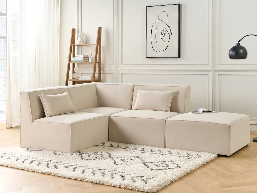 Ottoman LEMVIG Corduroy Light Beige_876456