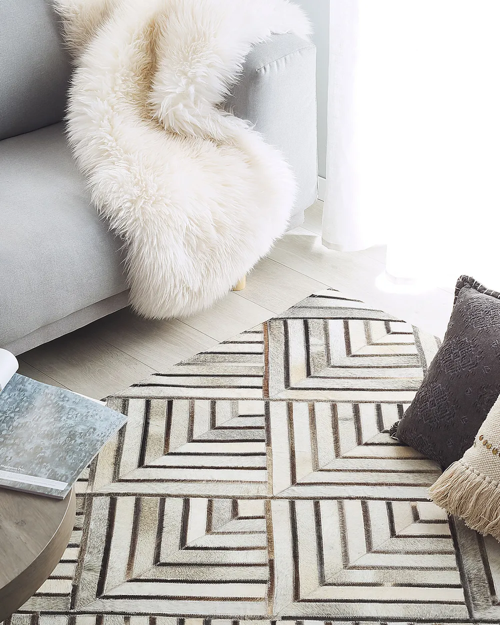 Rug TEKIR Beige 140 x 200 cm Leather