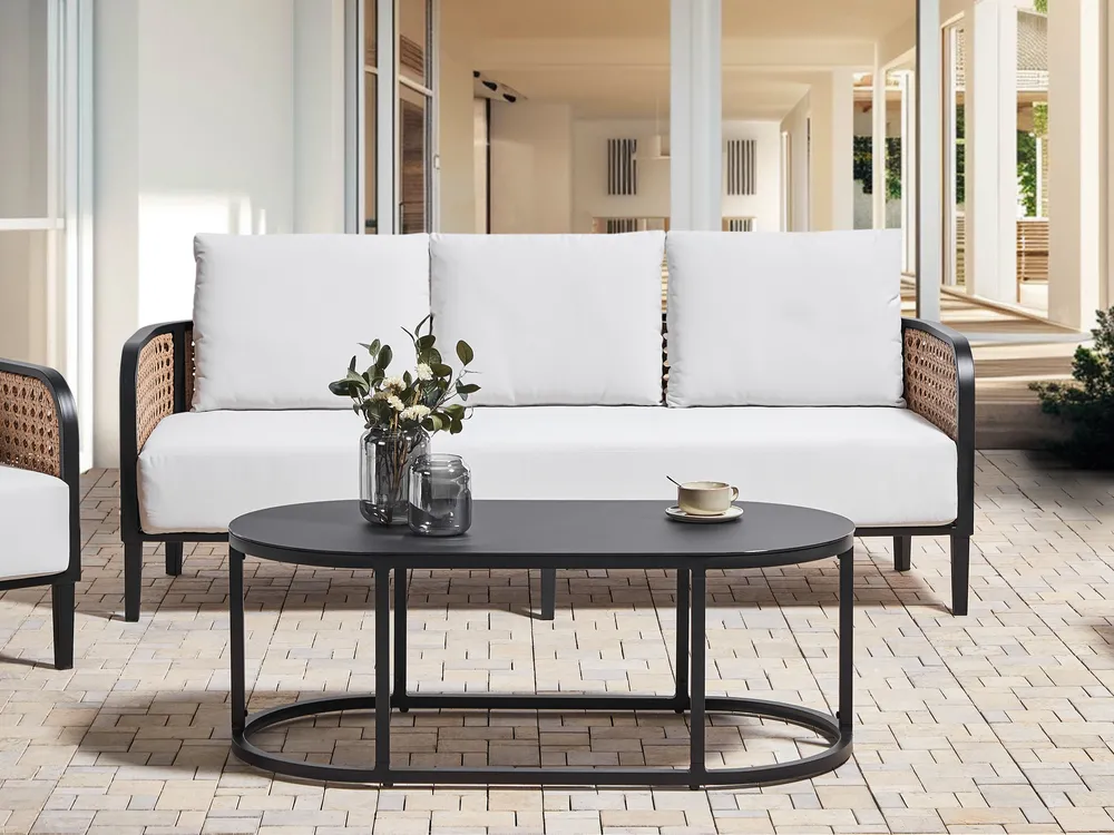 Garden Lounge Set with Table 3 Seater MONTEFALCO Metal White