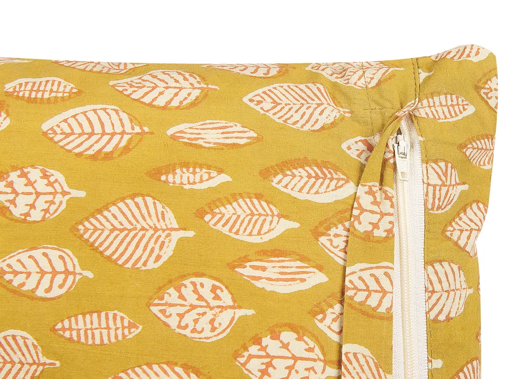 Set of 2 Decorative Cushions GINNALA 45 x 45 cm Cotton Yellow Plant Pattern_839109