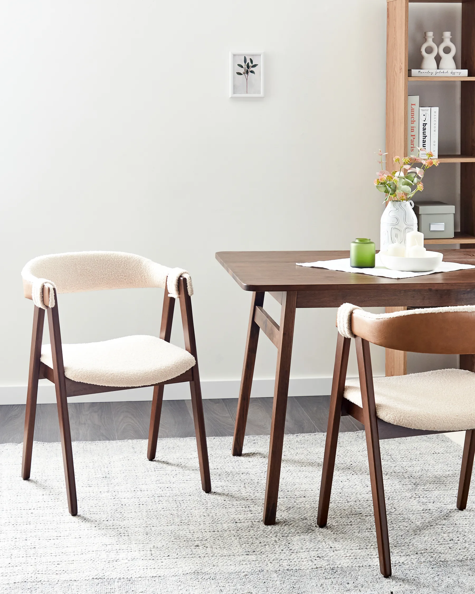 Set of 2 Dining Chairs DAY Boucle Dark Brown/ Beige_949148