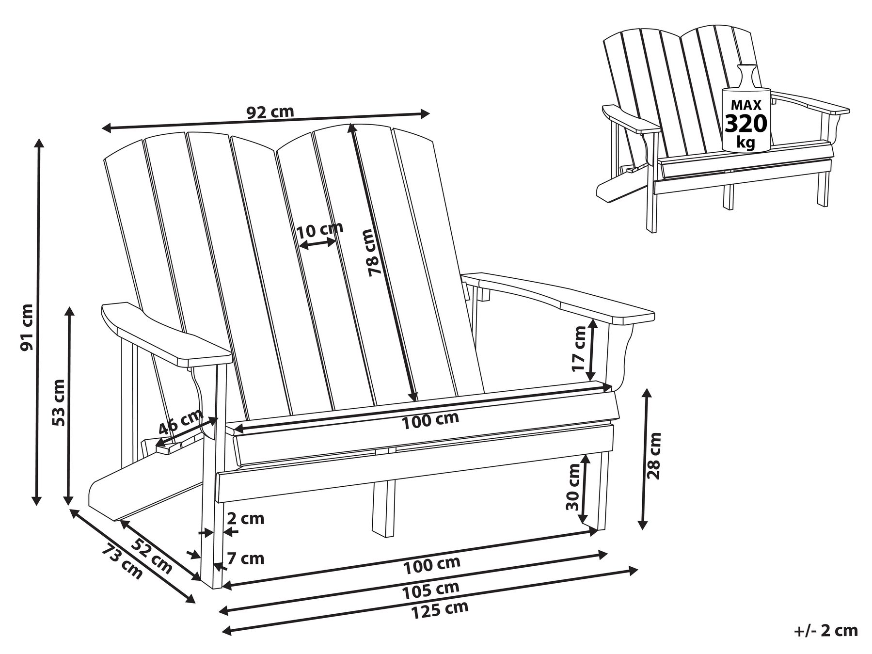 Garden Bench ADIRONDACK 125 cm Dark Grey_1011792