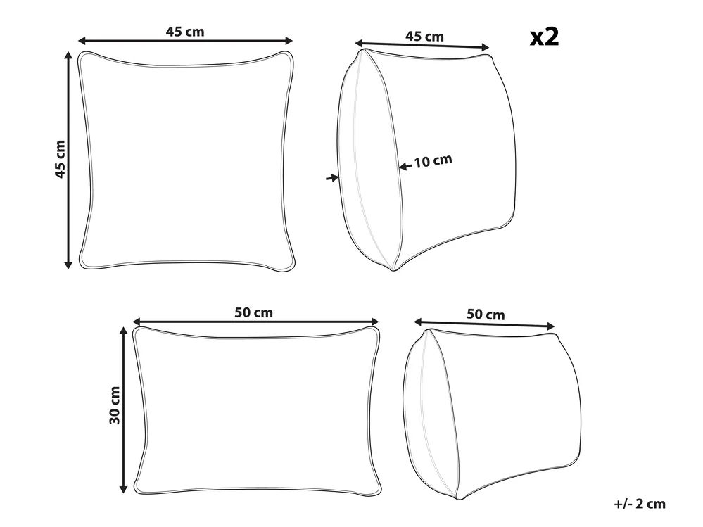Set med 3 utomhusdynor BIRDWOOD Växtmotiv 30 x 50 cm 45 x 45 cm Blå_1135386