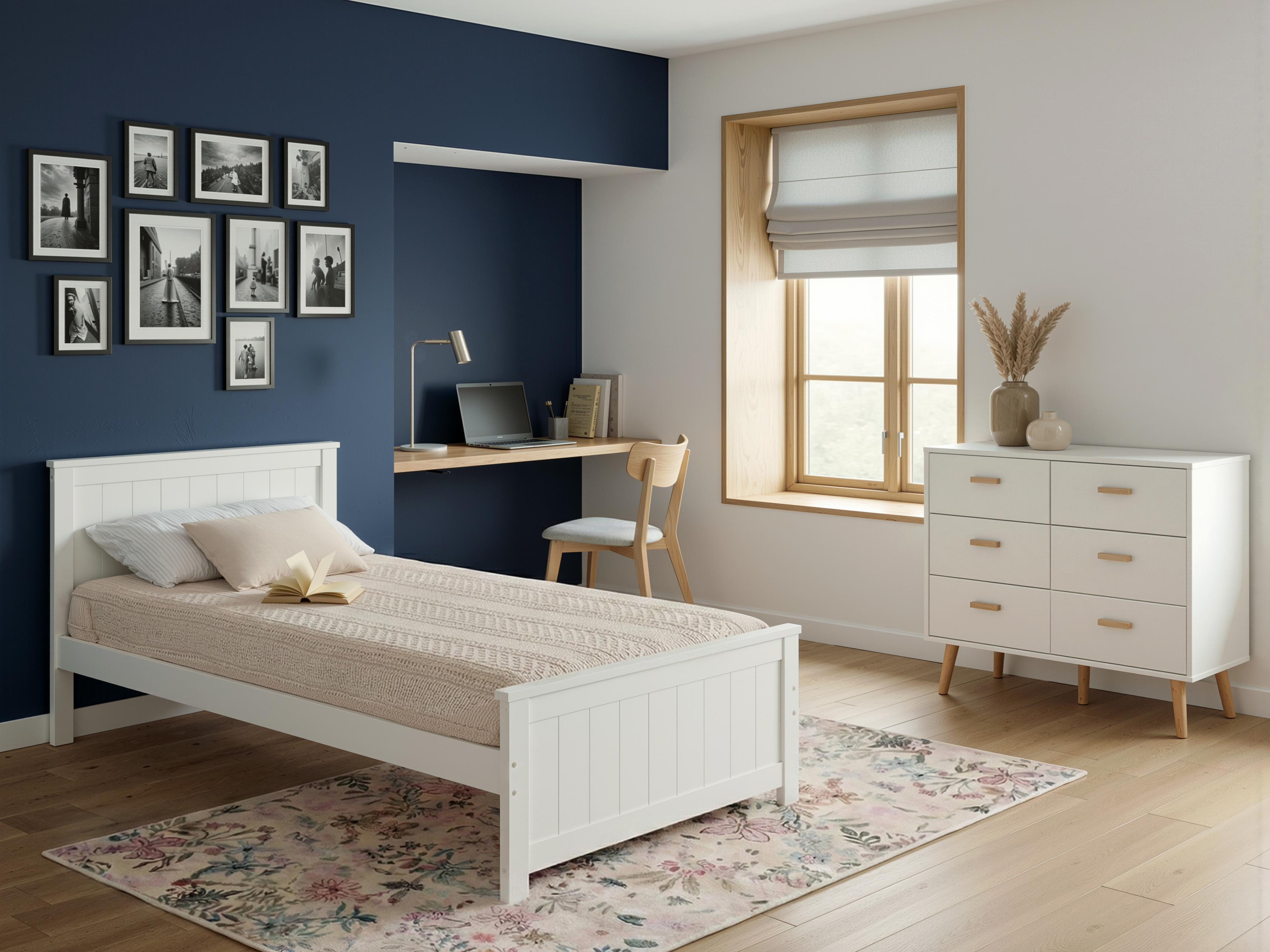 Bed Pine Wood SABRAN 90 x 200 cm (EU Single) White