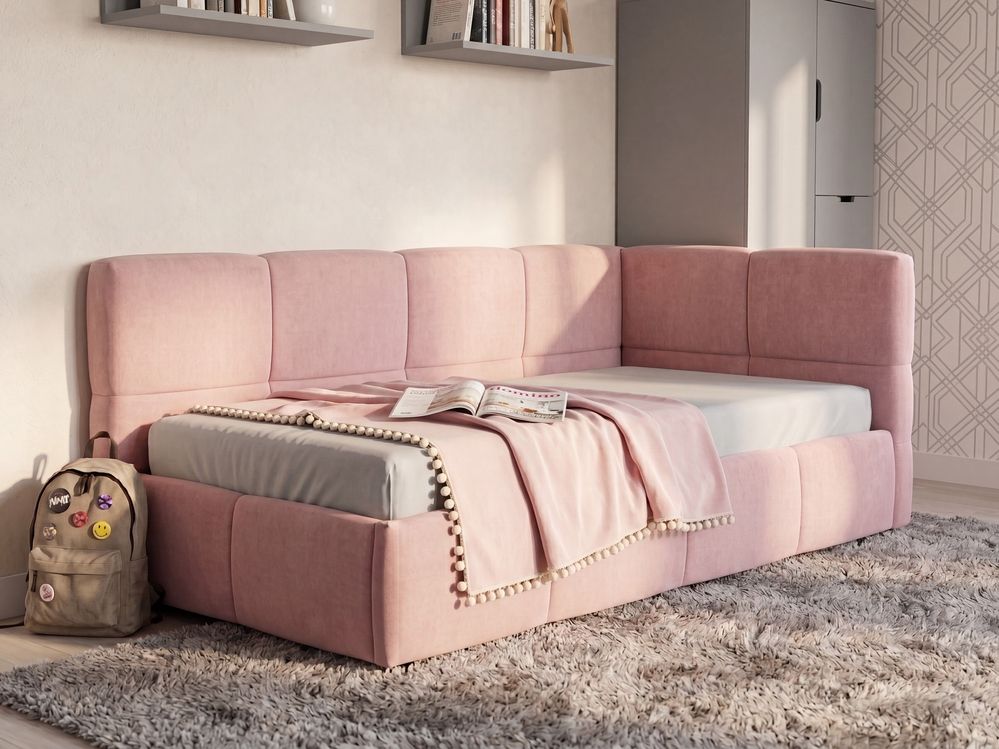 Dagseng JACOU 90 x 200 cm Med oppbevaring Høyrevendt Rosa
