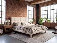 Säng med lamellram Bouclé CRESSAT 140 x 200 cm Off-White_1150971