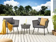 Bistro Set with Cushions GARGANO PE Rattan Grey_856480