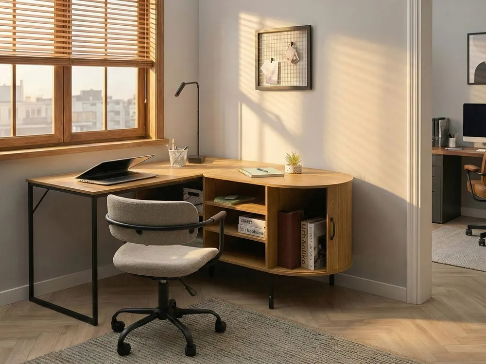 Corner Desk SOLARI 140 cm 140 cm Light Brown_1045902