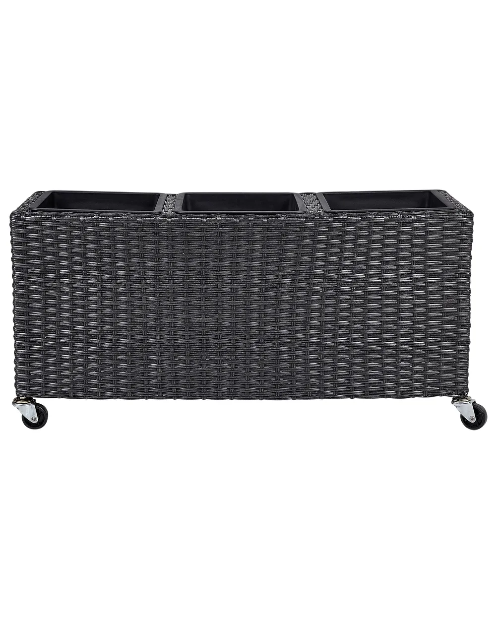 Plant Pot BELLIS 82 cm PE Rattan Black