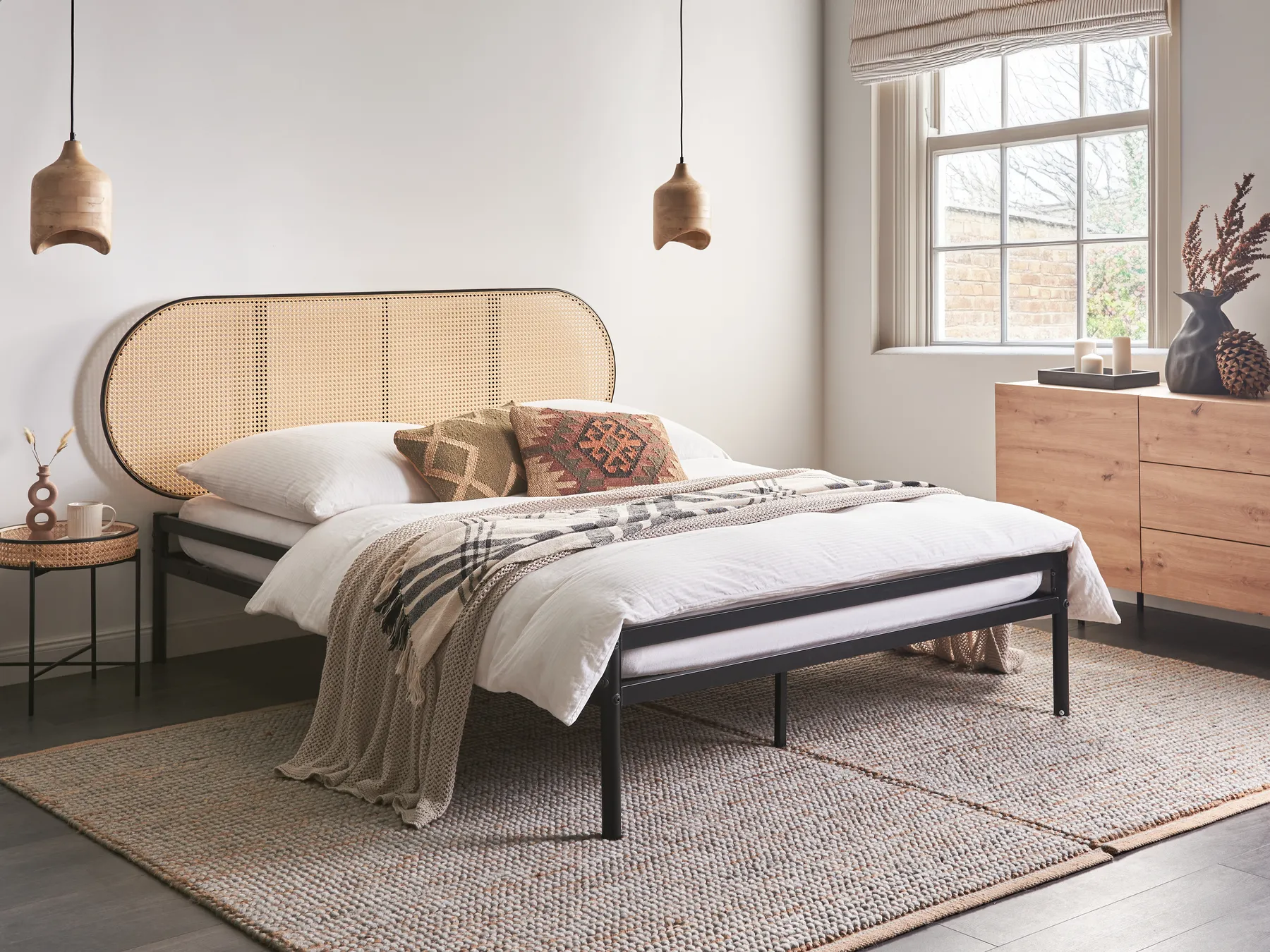 Bed PE Rattan BOULIN 140 x 200 cm (EU Double) Black_976718