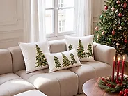 Koristetyynysetti 3 kpl ZIVEN 30 x 50 cm 45 x 45 cm Puuvilla Valkoinen Joulukuvio_1164555