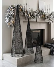Set of 3 Christmas Decorations LED VEJLESO 40/60/80 cm Christmas Tree Black_1015595