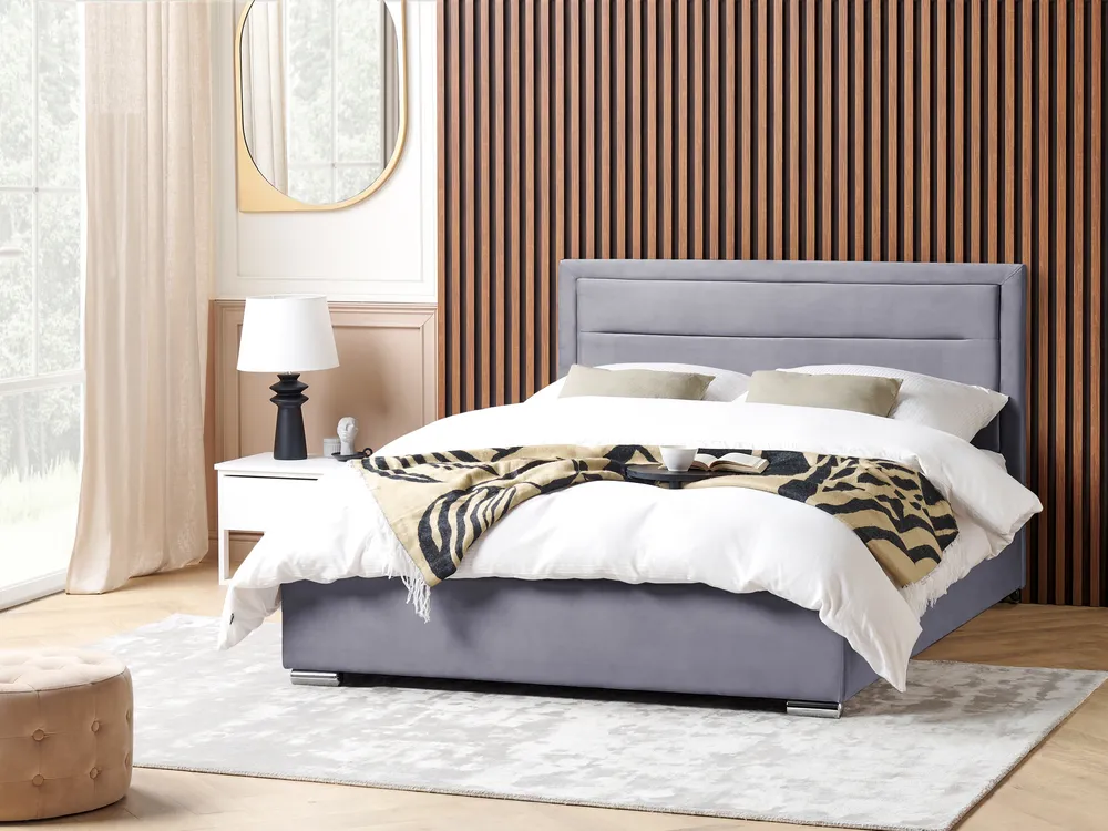 Ottoman Bed ROUEN Velvet Dark Grey 180 x 200 cm (EU Super King)