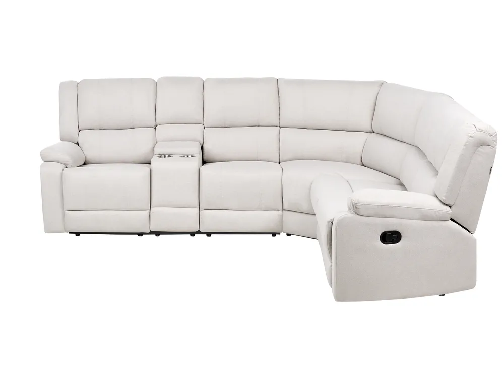Manual Recliner Corner Sofa 5 Seater ROKKE Fabric Off-White Light Beige Left Hand_1105413