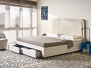 Säng med förvaringslådor SARDENT Bouclé Off-White 180 x 200 cm_1171498