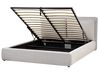 Ottoman Bed BAJONNA Fabric Light Grey 160 x 200 cm (EU King Size)