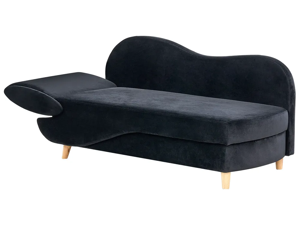 Left-Hand Chaise Longue MERI with Storage Velvet Black_914232