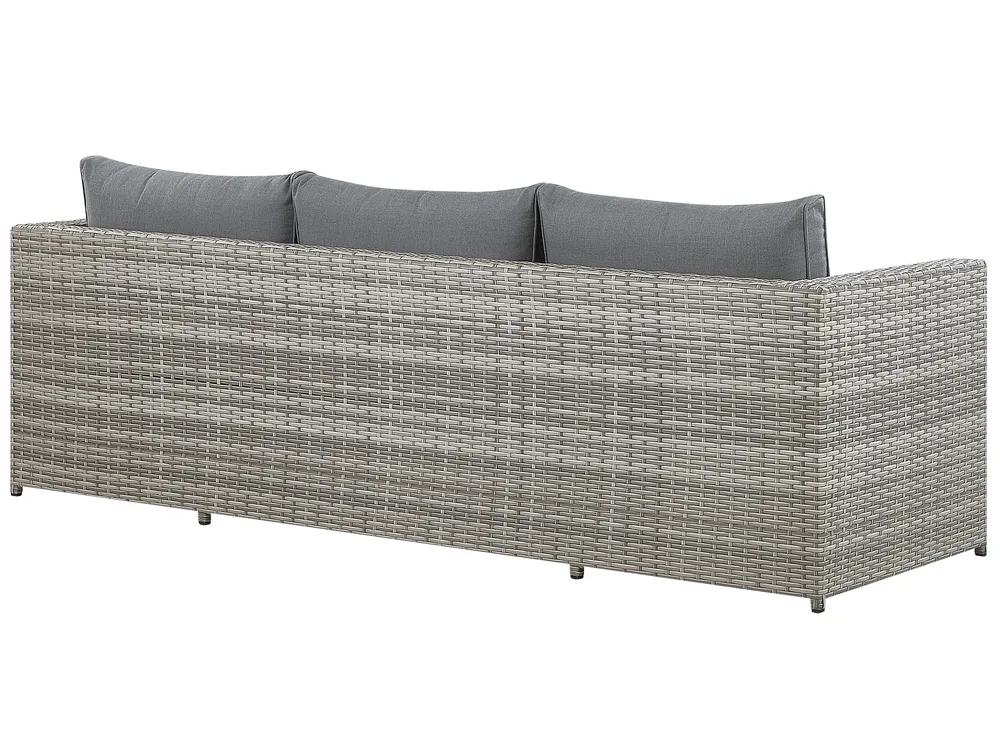 Garden Corner Sofa with Table 5 Seater SABBIA Modular PE Rattan Light Grey Left Hand_808989