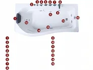 Hörnbubbelbadkar med LED POZUELOS 170 x 90 cm Vit_1061785