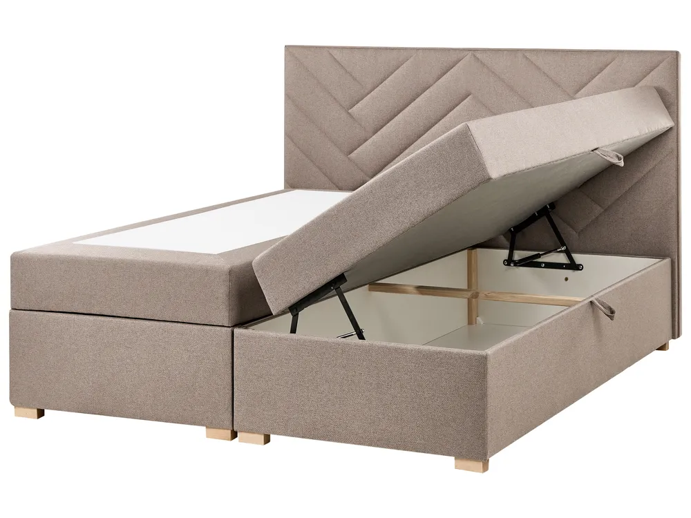 Divan Bed with Storage ESQUIRE Fabric Taupe 160 x 200 cm (EU King Size)