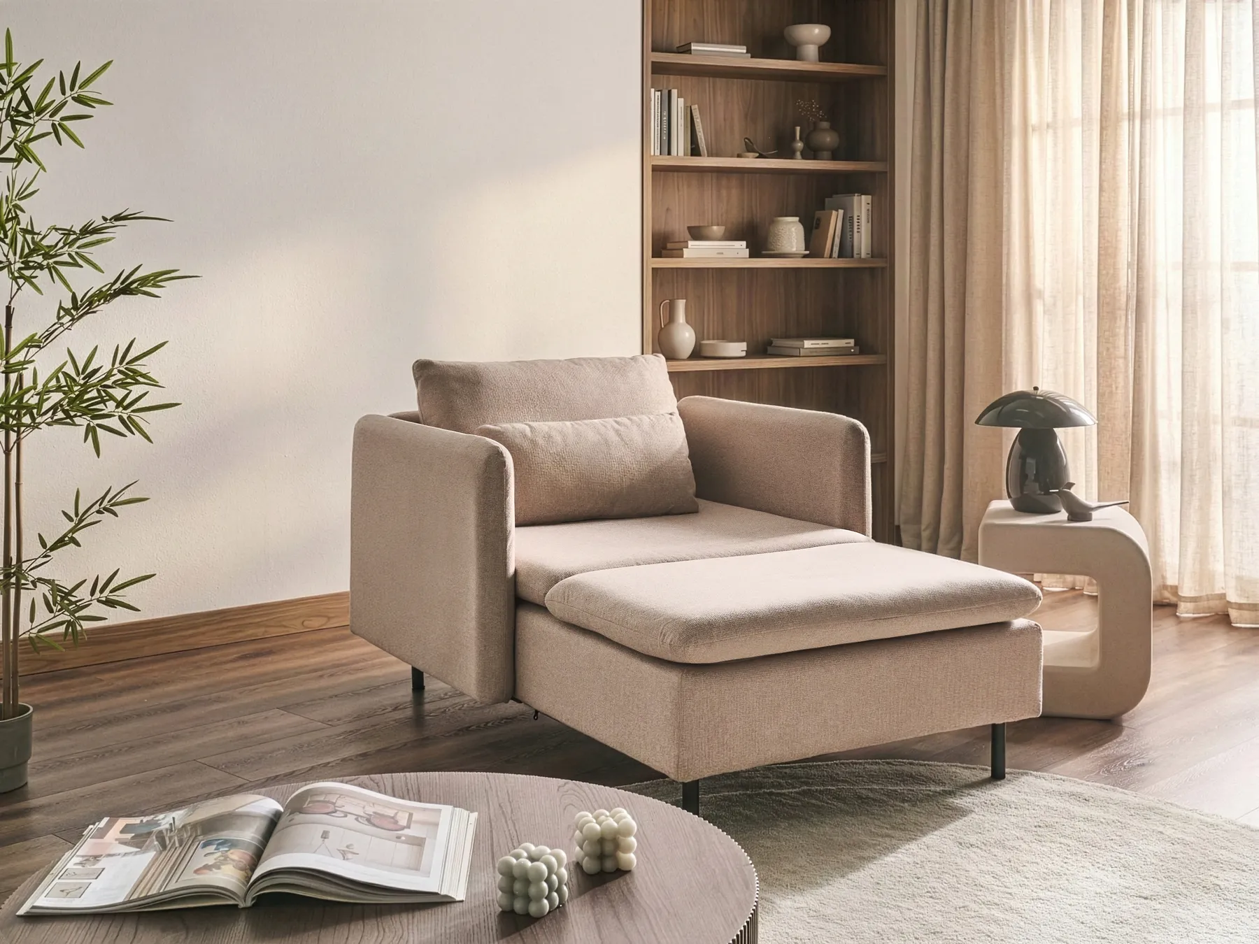 Chaise Longue EGERIS Fabric Beige_1067296