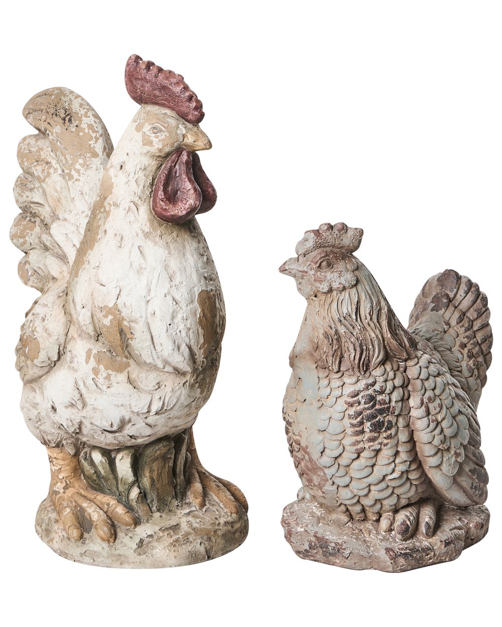 Set of 2 Garden Statues SPECCHIA Chicken Beige