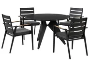 Trädgårdsmatgrupp 4-sits OLMETTO/TAVIANO med kuddar Metall Svart_846049