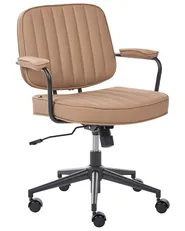 Desk Chair BERNE Faux Leather Light Brown_1077525