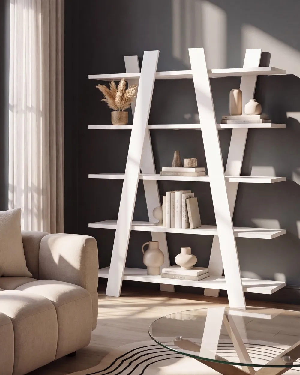 5 Tier Shelving Unit ESCALANTE 116 cm White