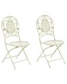 Set of 2 Garden Chairs BIVIO Folding Metal Light Green