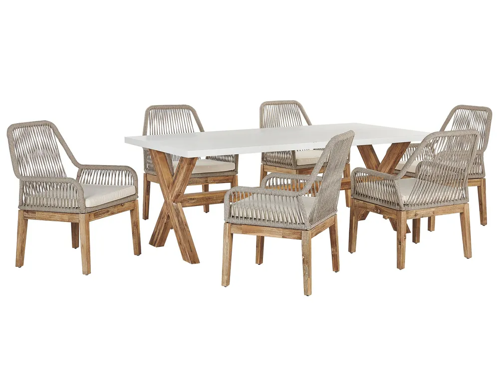 Garden Dining Set 6 Seater OLBIA with Cushions Beige