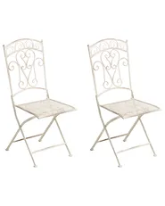 Set med 2 trädgårdsstolar JUINA Fällbar Metall Ljusbeige_1002381