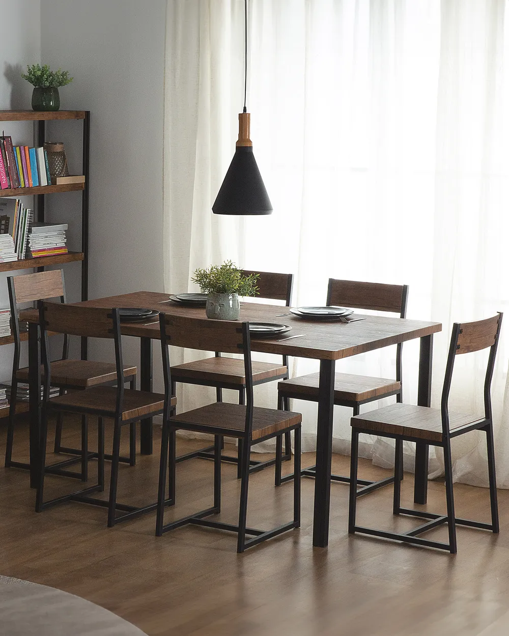 Set of 6 Dining Chairs LAREDO Brown/ Black