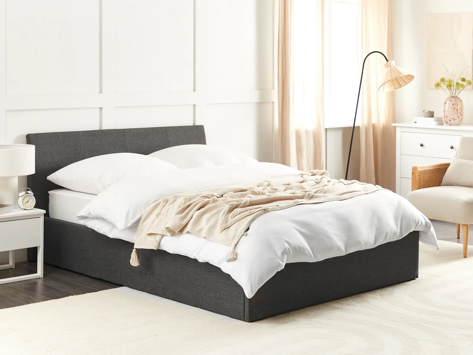 Ottoman Bed ORBEY Fabric Grey 140 x 200 cm (EU Double)_906925