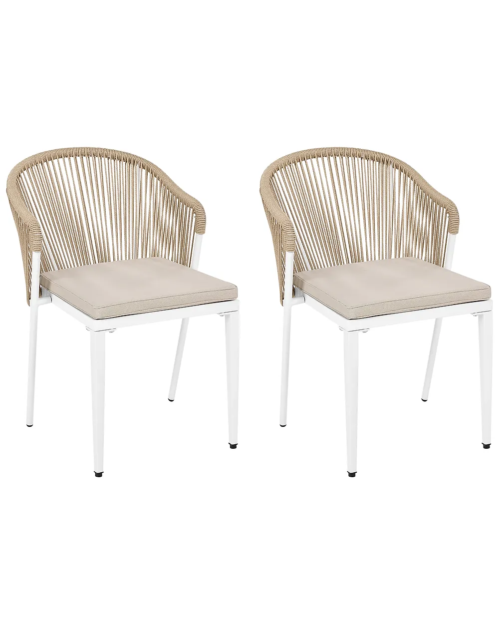 Sett med 2 hagestoler med puter PARANEA Metall Beige_1179571