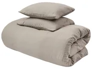 Duvet Cover Set SUMNER 200 x 200 cm Cotton Muslin Taupe_1060163
