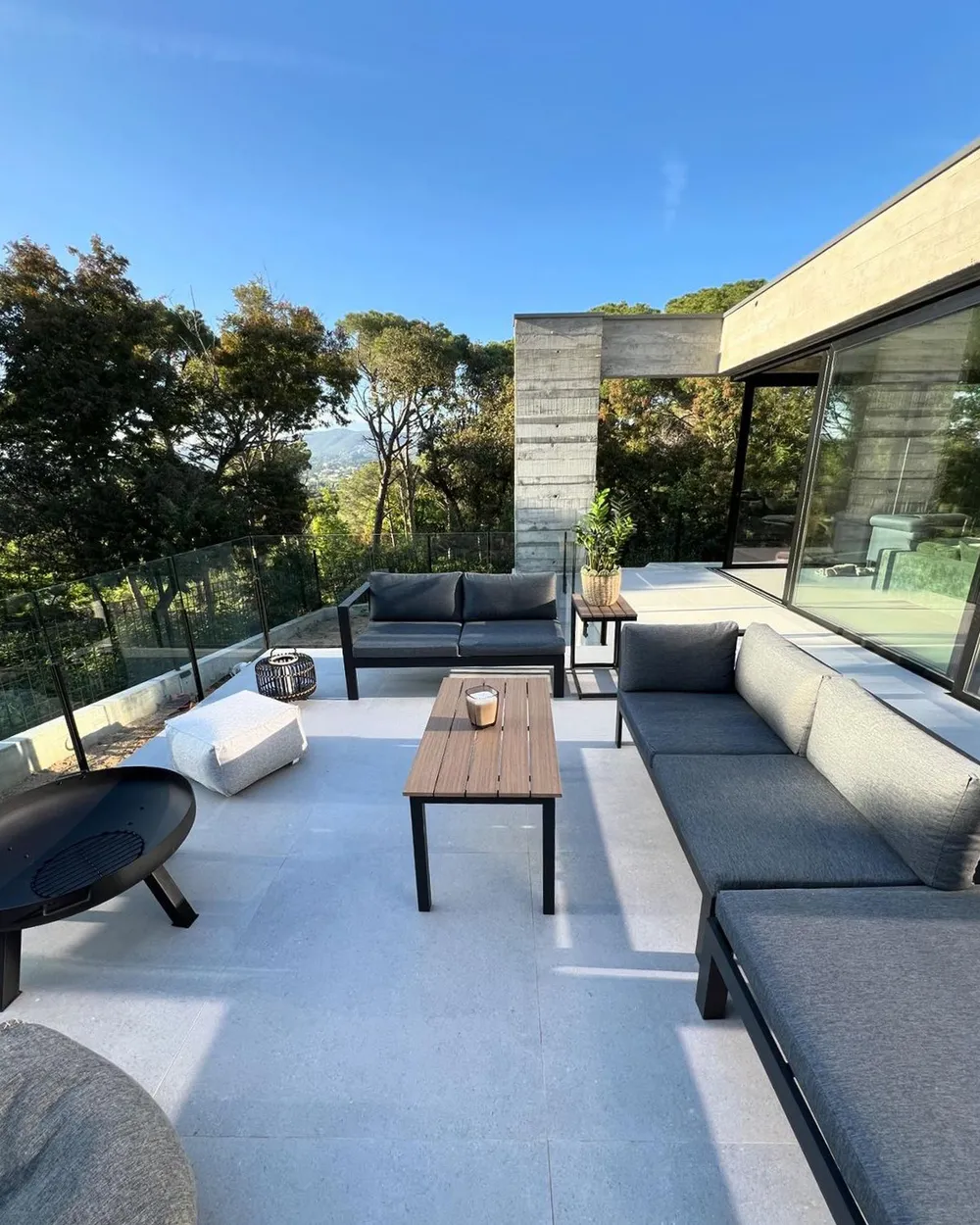 Garden Corner Sofa with Table 5 Seater MESSINA Metal Black Left Hand_921469