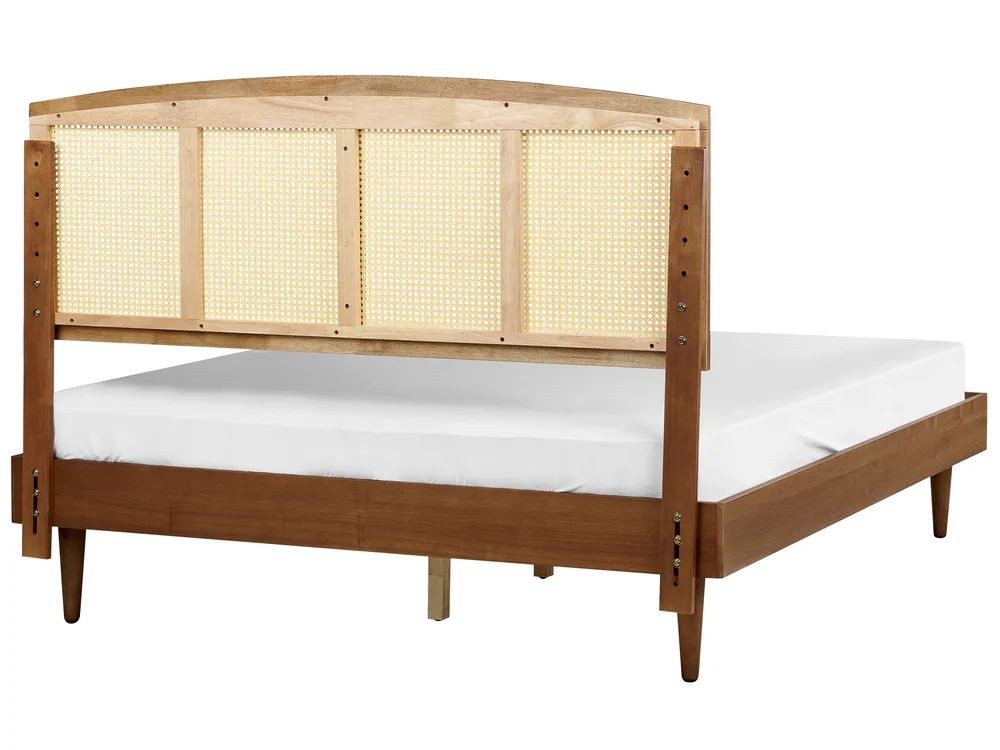 Bed with LED Rattan VARZY 160 x 200 cm (EU King Size) Brown_943993
