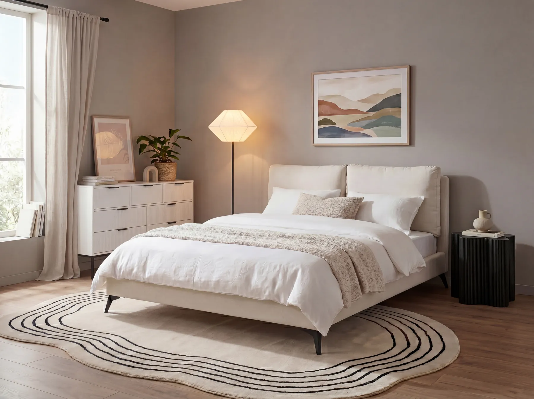 Sänky Chenille MELLE 180 x 200 cm Vaaleanbeige_792255