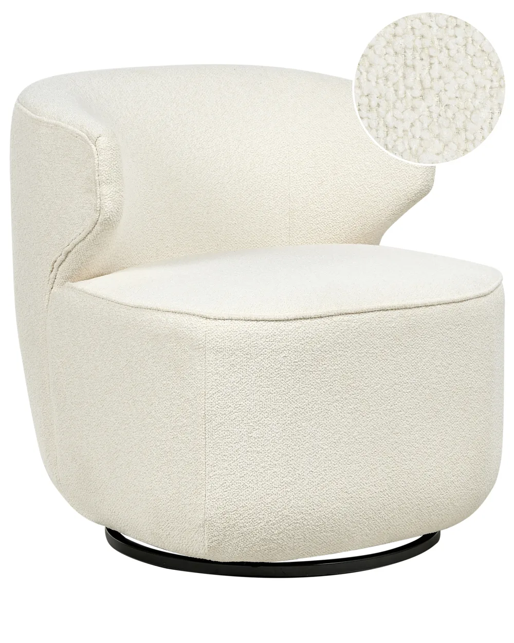 Swivel Armchair MOLLEBY Boucle Off-White