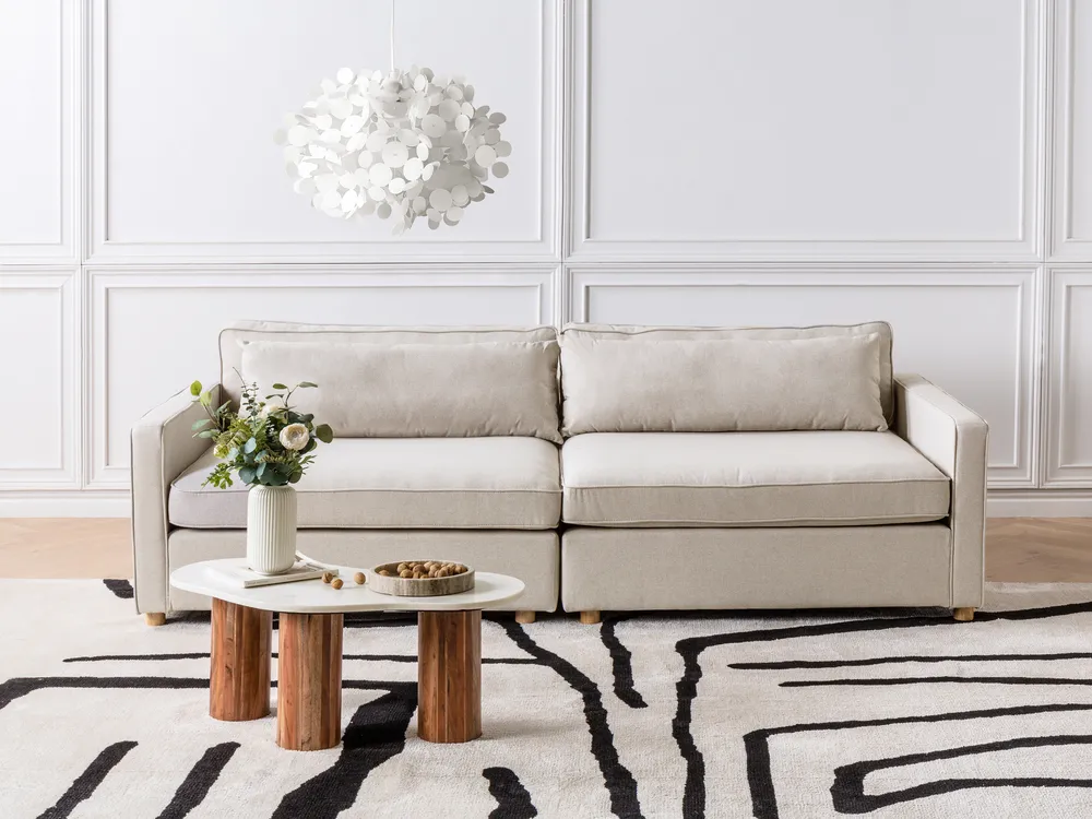 Sofa 3 Seater VINSTRA Fabric Light Beige