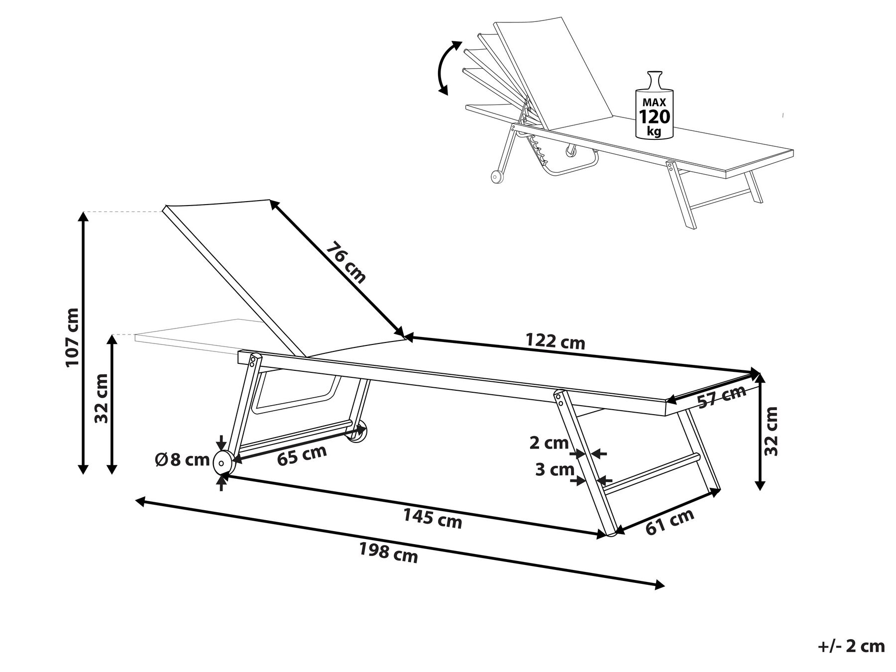 Sun Lounger PORTOFINO Reclining Metal Turquoise_804358