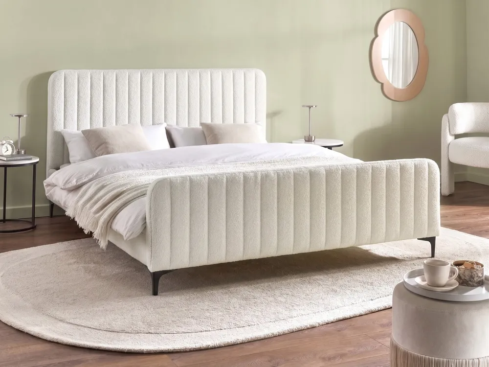Bed Boucle LUNAN 160 x 200 cm (EU King Size) Off-White