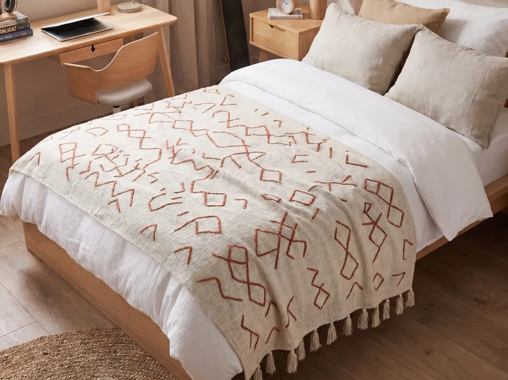 Blanket BHIWANI Cotton 130 x 180 cm Beige