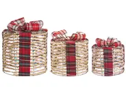 Joulukoristesetti 3 kpl LED-valo VEJLEN 20/25/30 cm Joululahja Beige_1025490