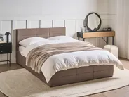 Ottoman Bed MASSOGNES Boucle Taupe 140 x 200 cm_1030443