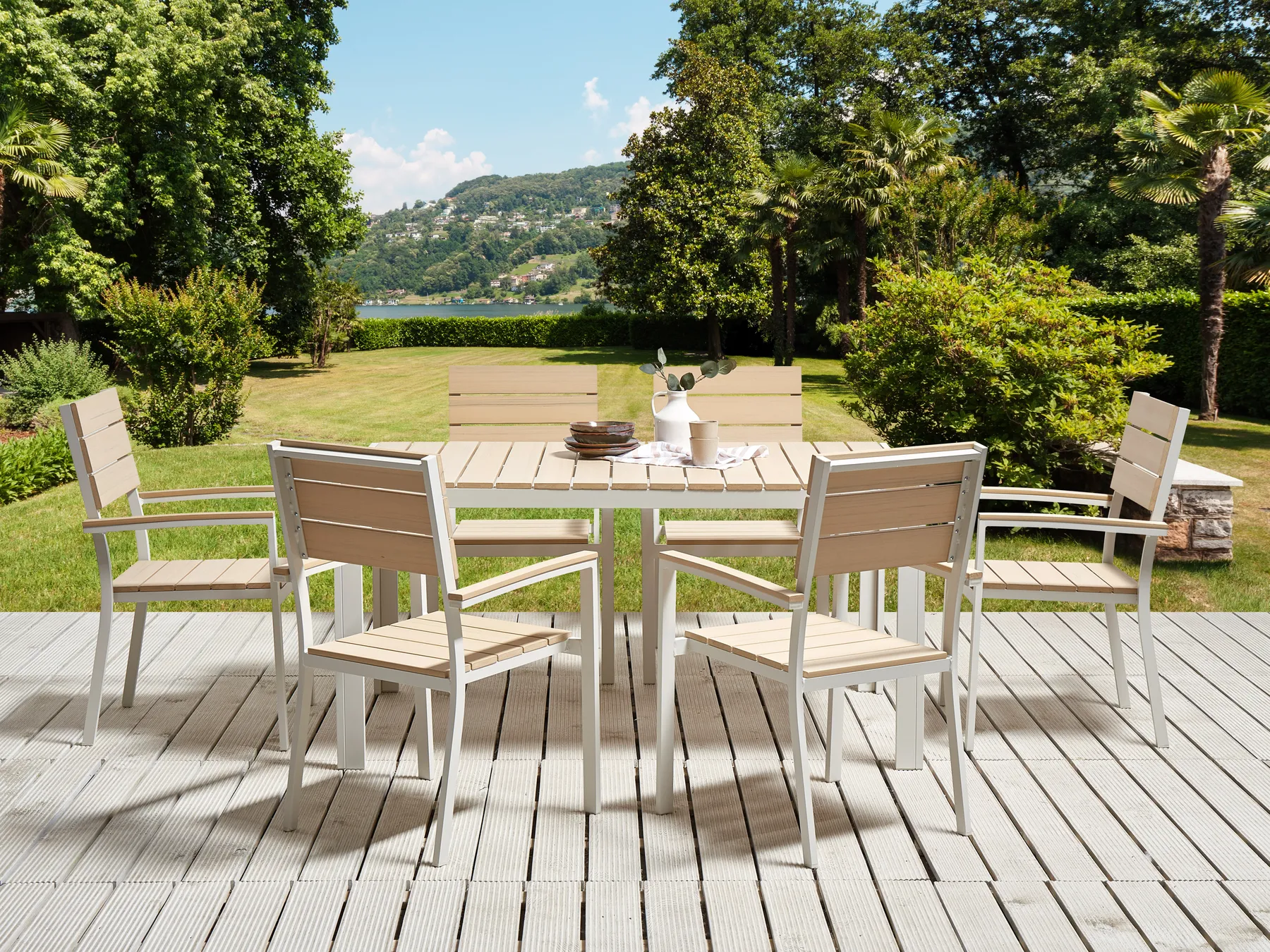 Garden Dining Set 6 Seater COMO Beige_884177