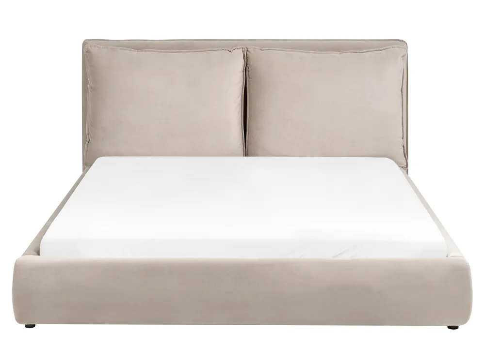Säng med lamellram Sammet BAJONNA 160 x 200 cm Taupe_1009635