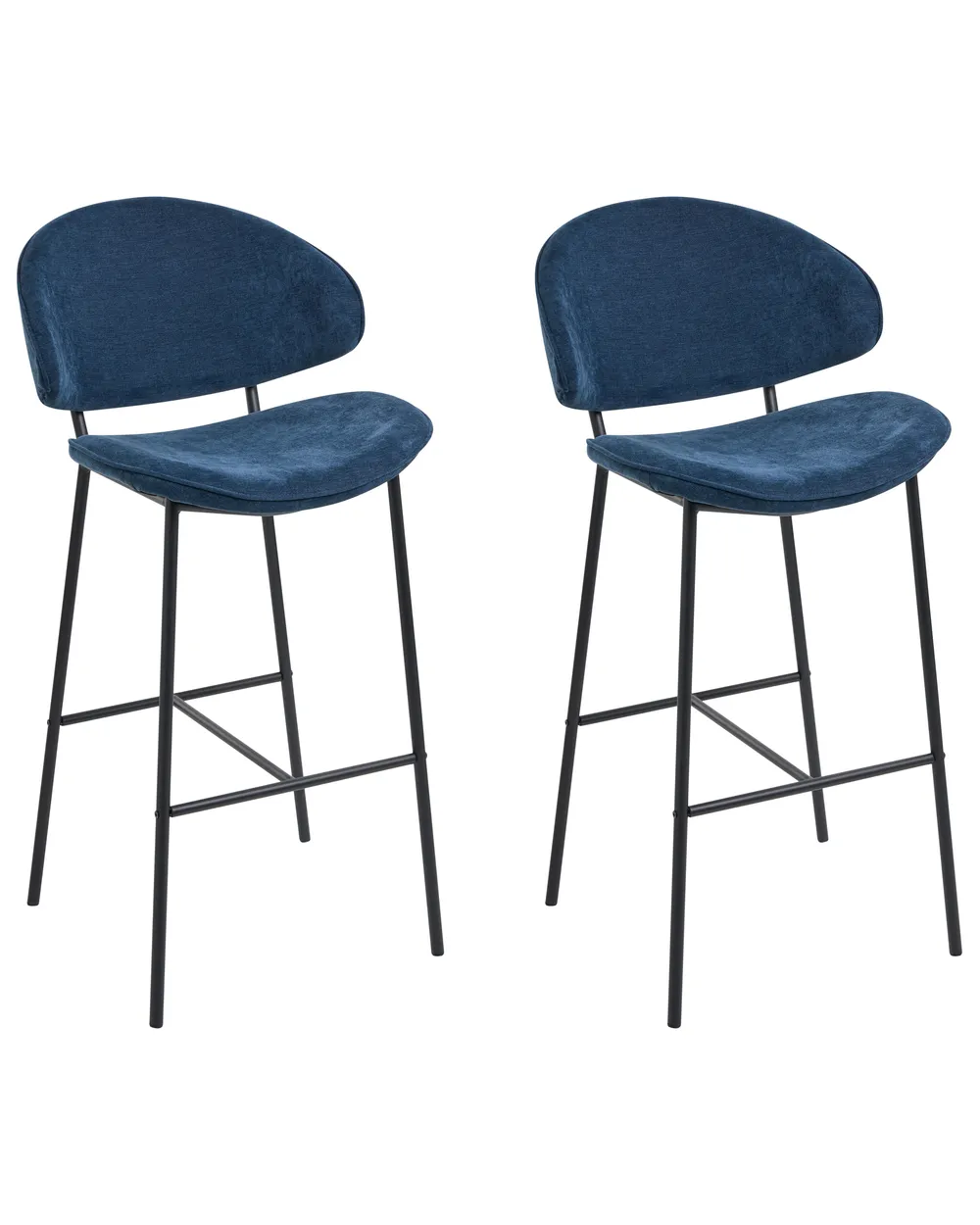 Set of 2 Bar Chairs KIANA Navy Blue