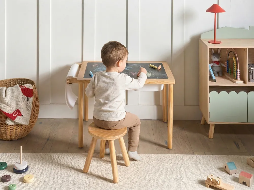 Lasten pöytä ja tuoli KEMPSEY montessori säilytystila Vaaleanruskea_1047498